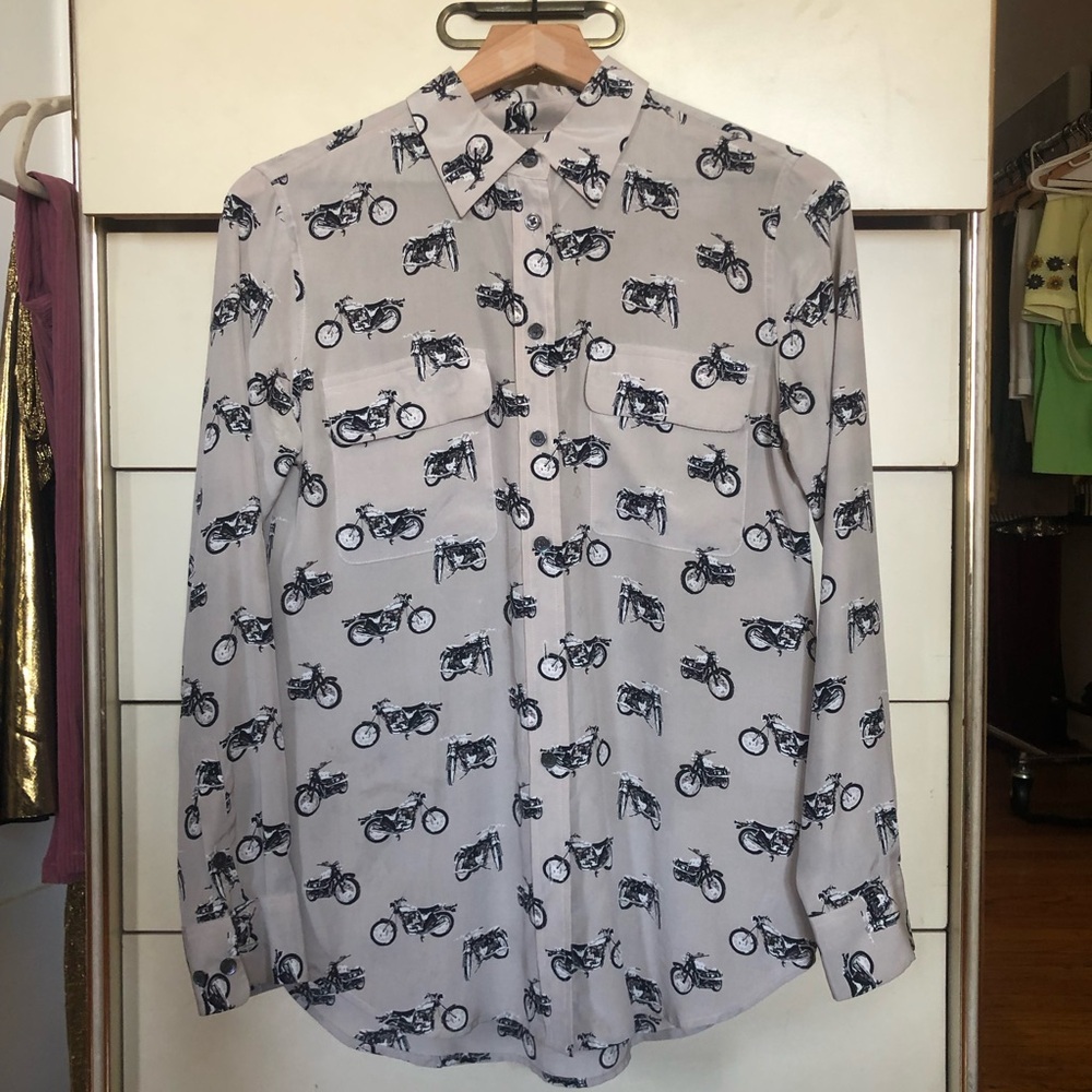 Equipment Riley Motorcycle Print Silk Shirt - cult favorite